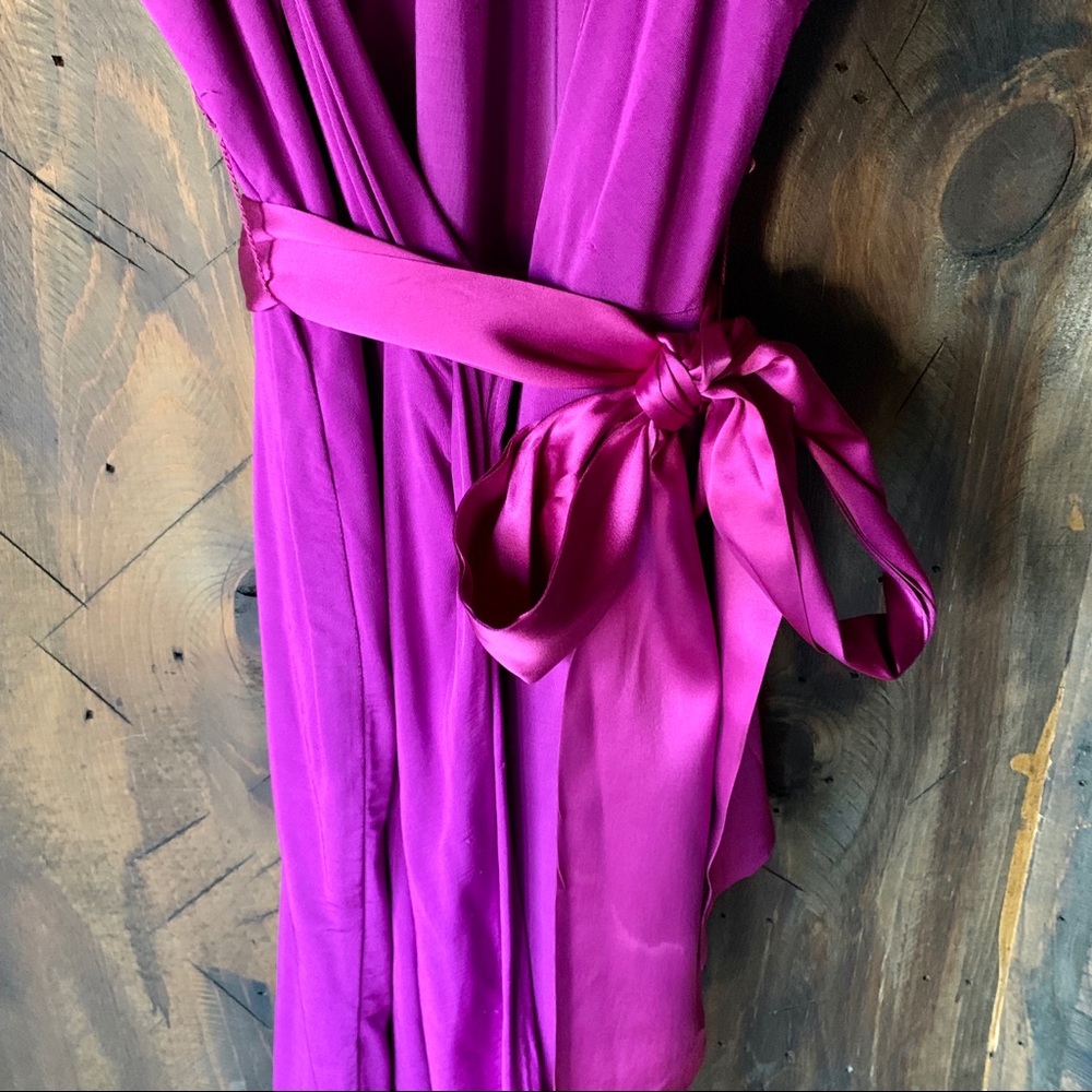 **SOLD** Meow!  Bebe purple silky wrap  dress - Picture 3 of 9